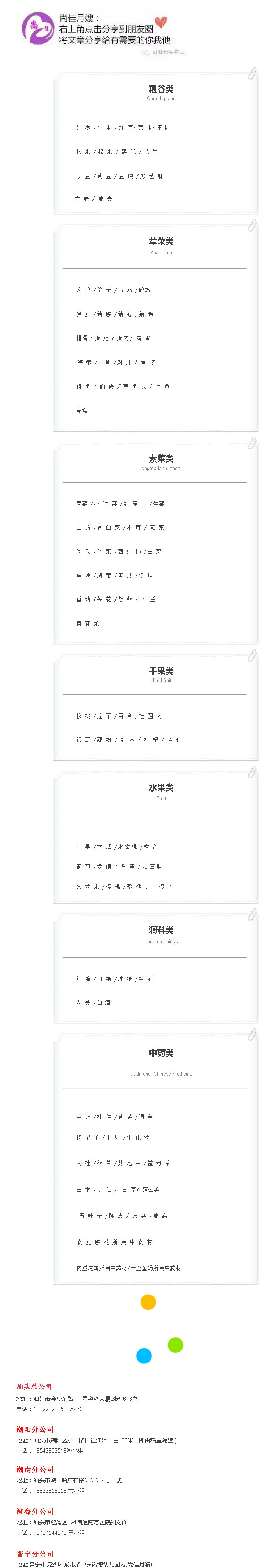 尚佳專業(yè)月嫂丨月子餐準(zhǔn)備及購(gòu)買(mǎi)清單